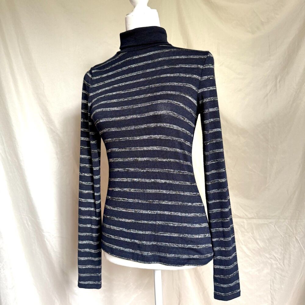 Rag & Bone Landon turtleneck sweater NEW women S navy striped long sleeve fitted